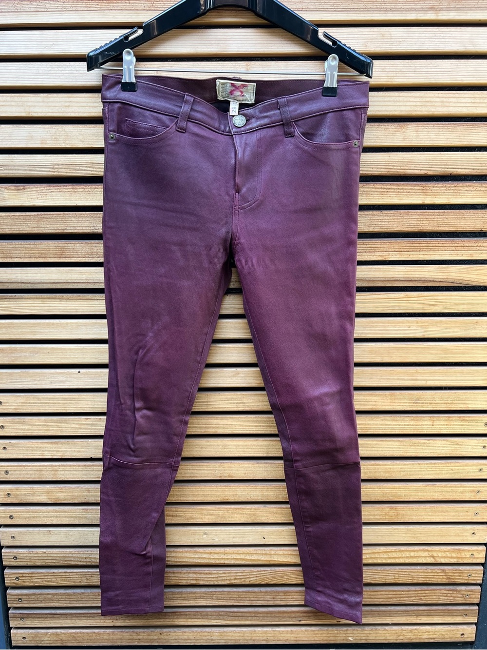 Current/Elliott Wine Leather-Look Slim Pants